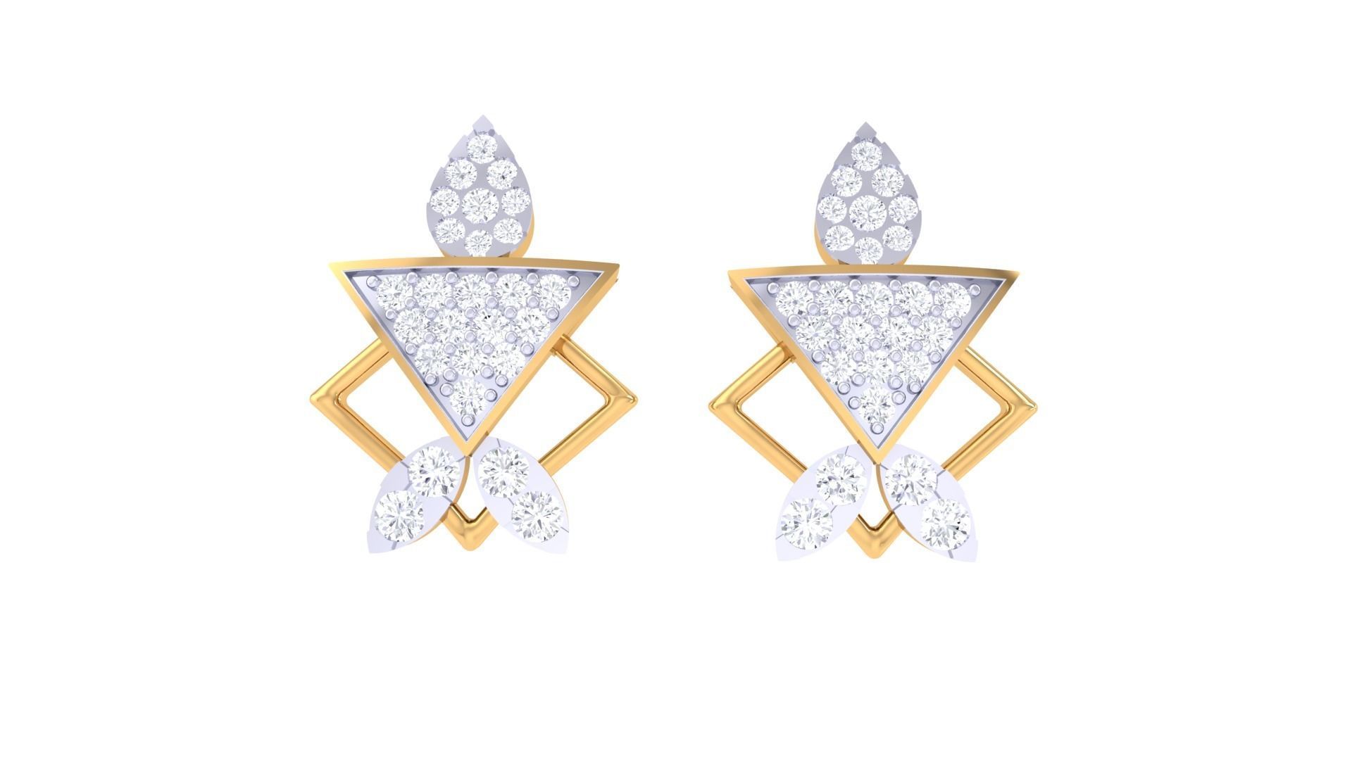 Women studs Earrings 3dm stl 3mf obj glb gltf mtl render detail 3D print model_6