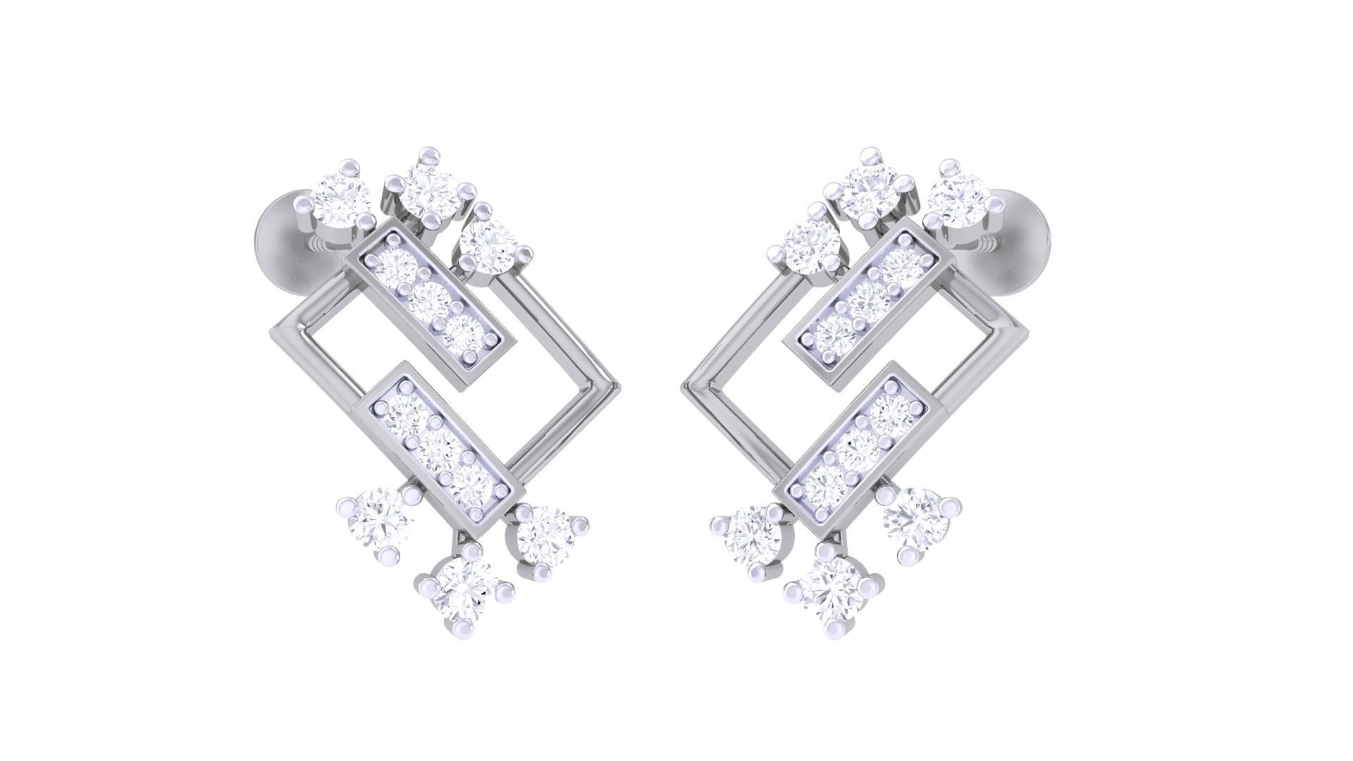  Women studs Earrings 3dm stl 3mf obj glb gltf mtl render detail 3D print model_2