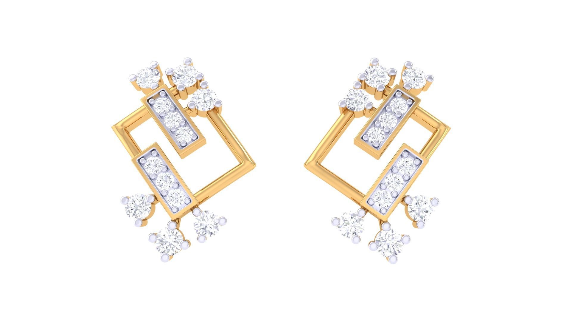  Women studs Earrings 3dm stl 3mf obj glb gltf mtl render detail 3D print model_5