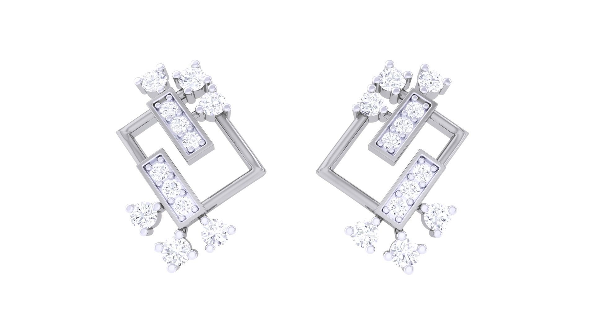  Women studs Earrings 3dm stl 3mf obj glb gltf mtl render detail 3D print model_6