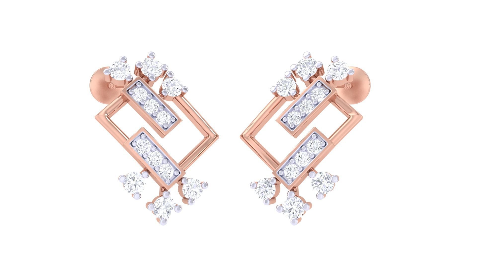  Women studs Earrings 3dm stl 3mf obj glb gltf mtl render detail 3D print model_3