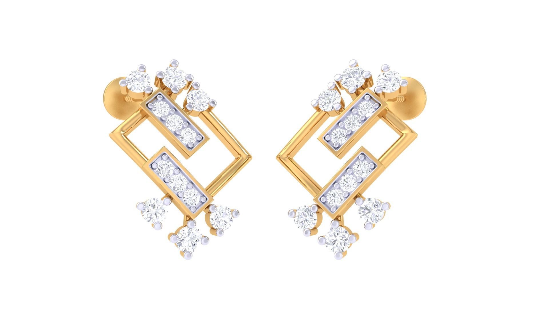  Women studs Earrings 3dm stl 3mf obj glb gltf mtl render detail 3D print model_1