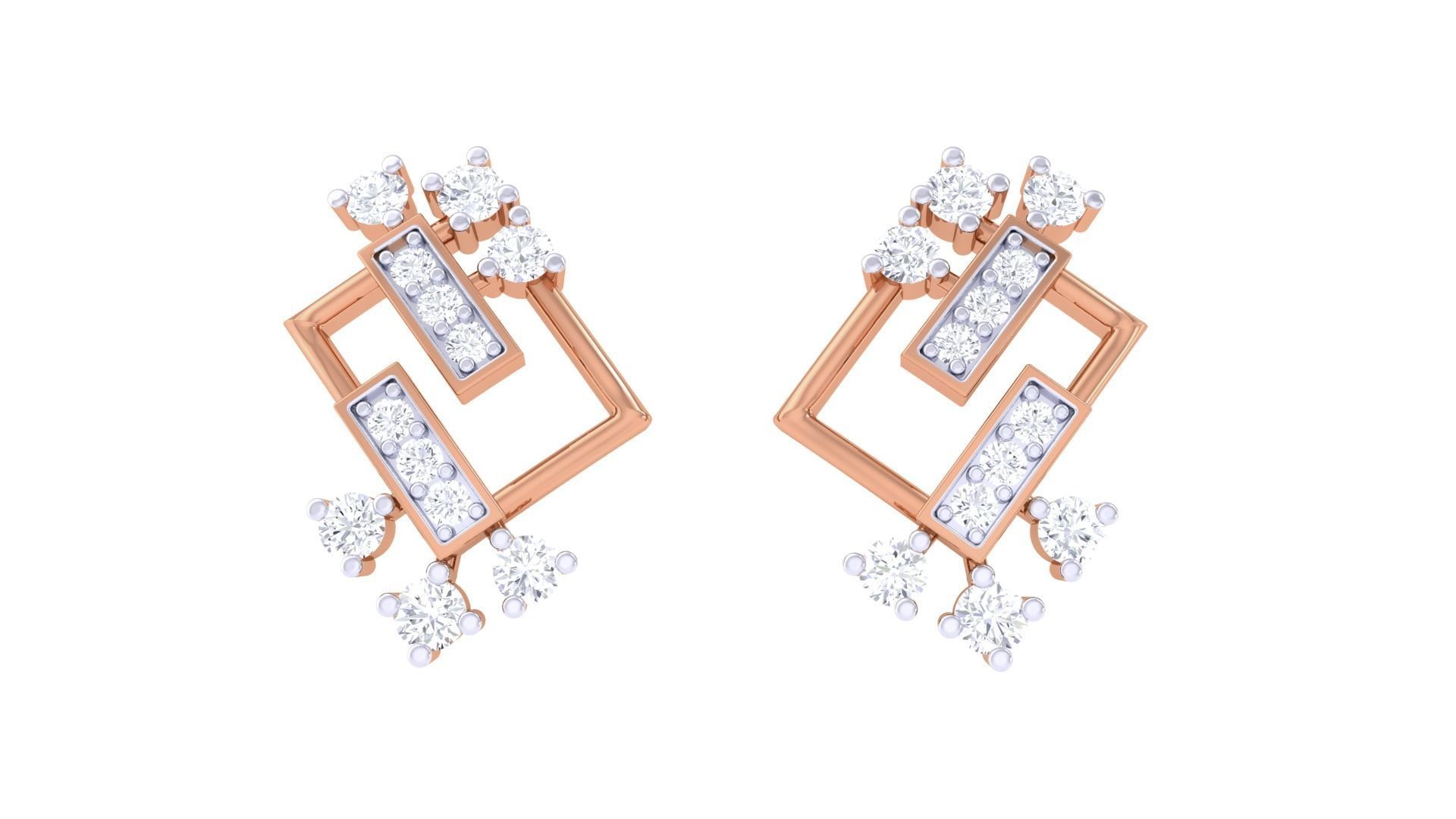  Women studs Earrings 3dm stl 3mf obj glb gltf mtl render detail 3D print model_7