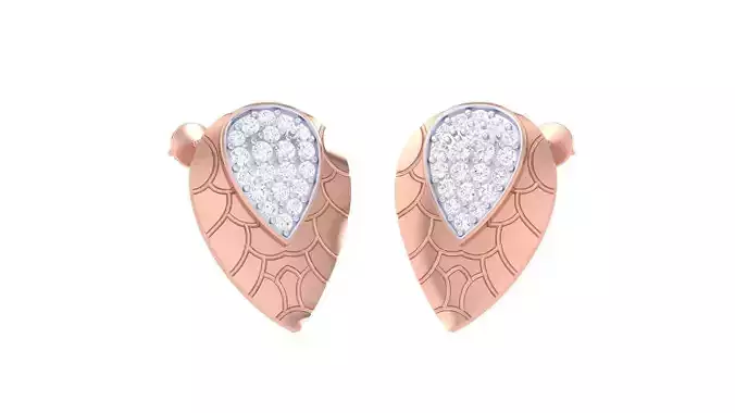  Leaf Women studs Earrings 3dm stl 3mf obj glb gltf mtl render  3D print model