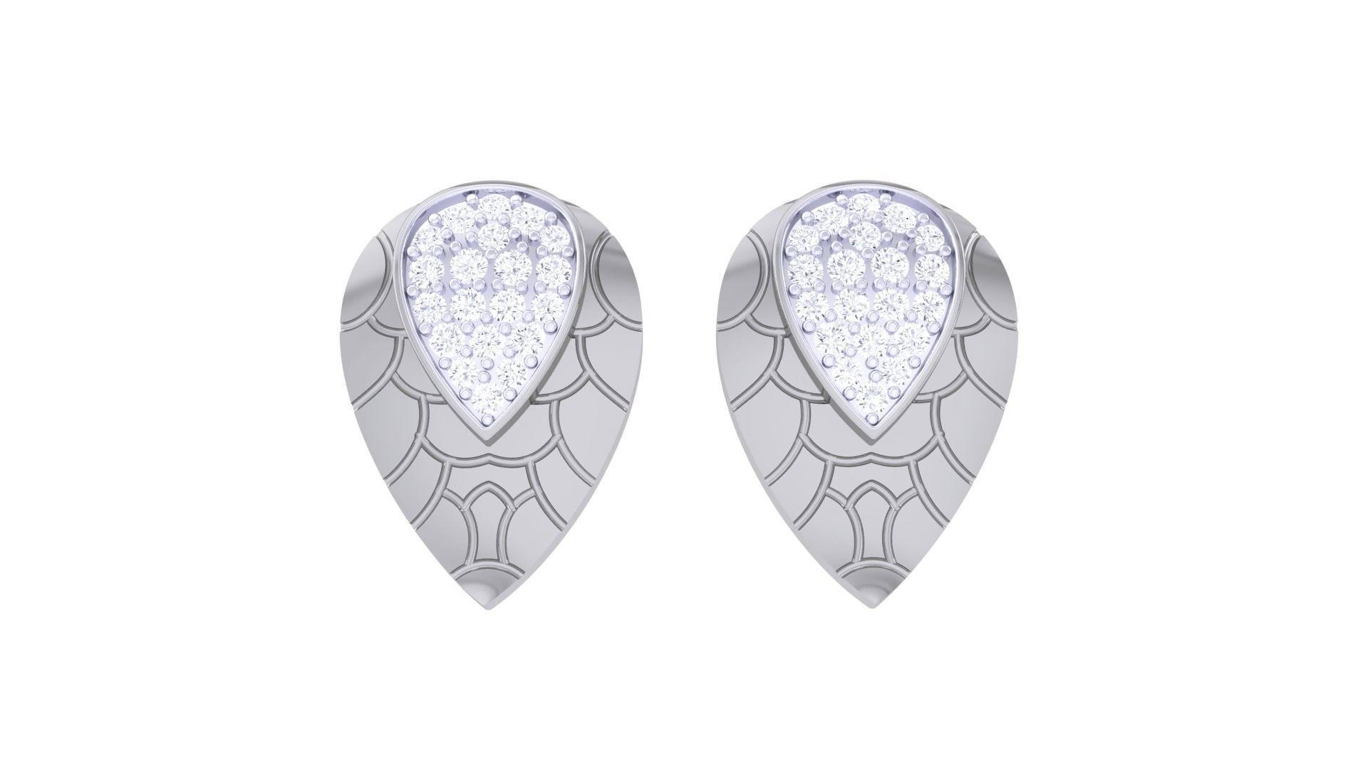  Leaf Women studs Earrings 3dm stl 3mf obj glb gltf mtl render  3D print model_4
