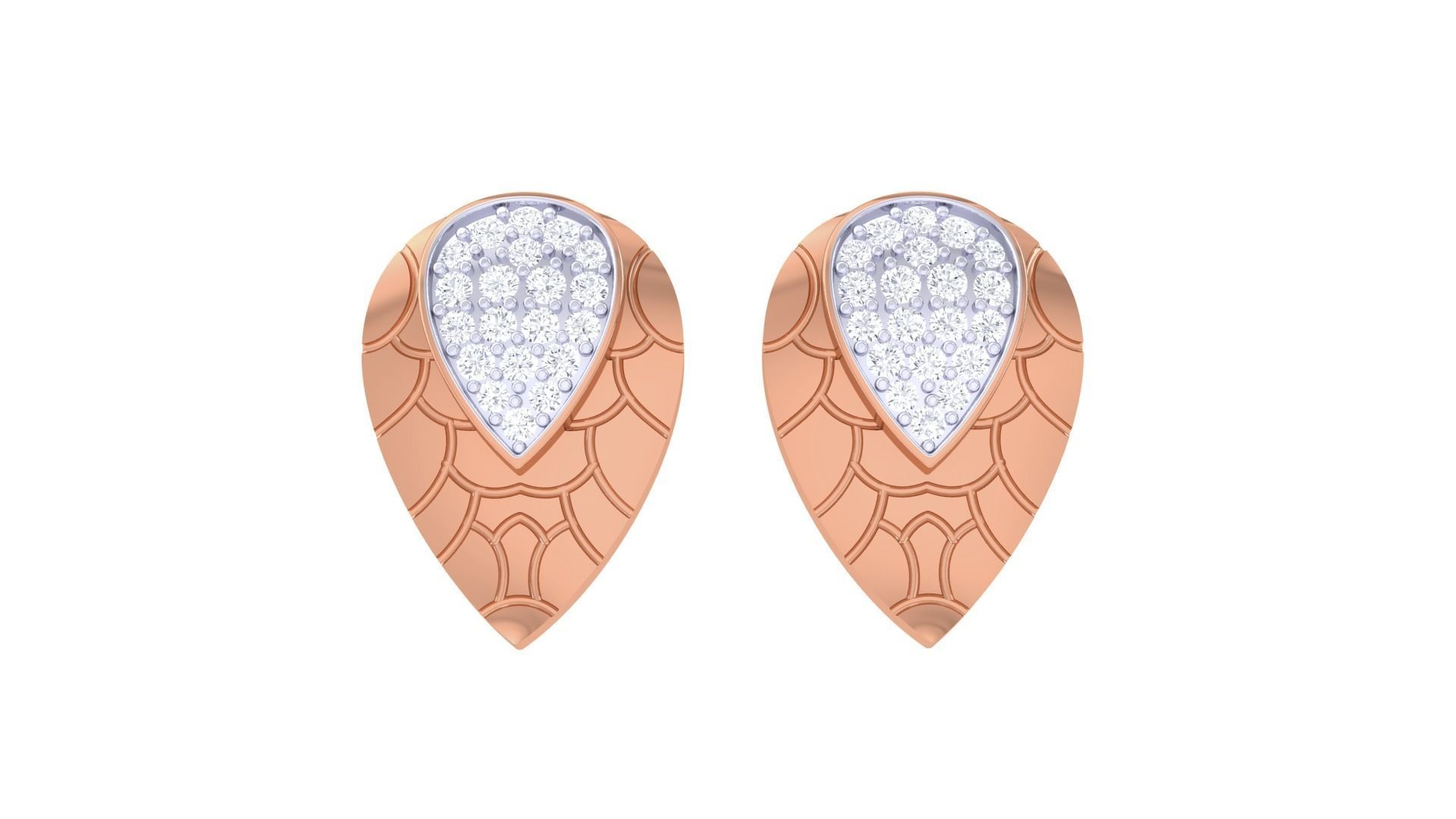  Leaf Women studs Earrings 3dm stl 3mf obj glb gltf mtl render  3D print model_7