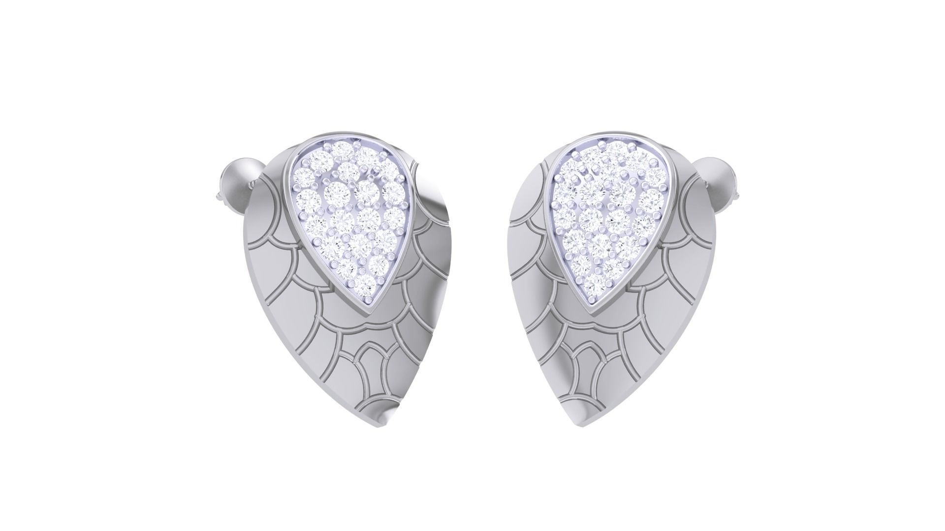  Leaf Women studs Earrings 3dm stl 3mf obj glb gltf mtl render  3D print model_1