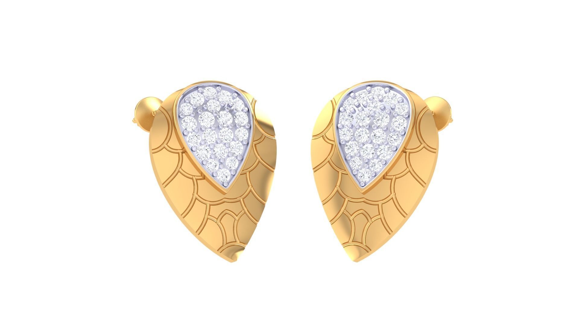  Leaf Women studs Earrings 3dm stl 3mf obj glb gltf mtl render  3D print model_2