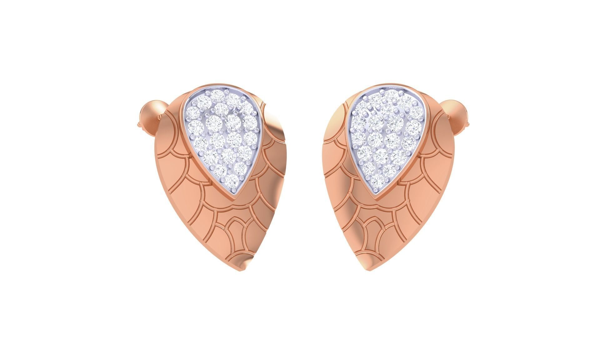  Leaf Women studs Earrings 3dm stl 3mf obj glb gltf mtl render  3D print model_3