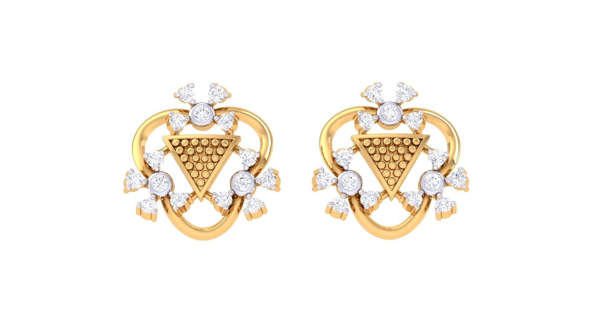 Women studs Earrings 3dm stl 3mf obj glb gltf mtl render detail 3D print model_5