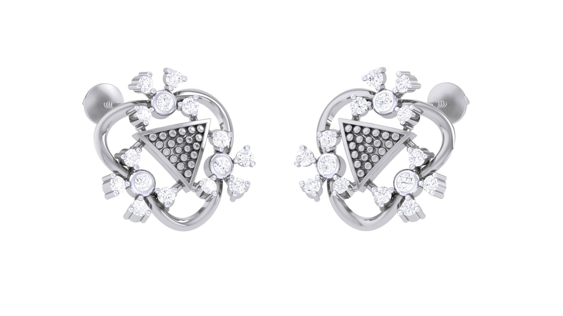 Women studs Earrings 3dm stl 3mf obj glb gltf mtl render detail 3D print model_2