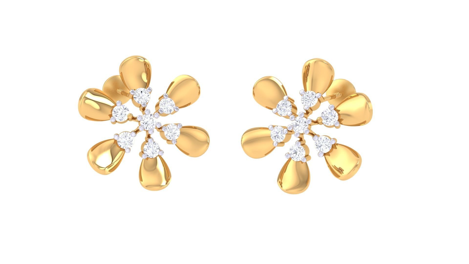Flower Women studs Earrings 3dm stl 3mf obj glb gltf mtl render 3D print model_1