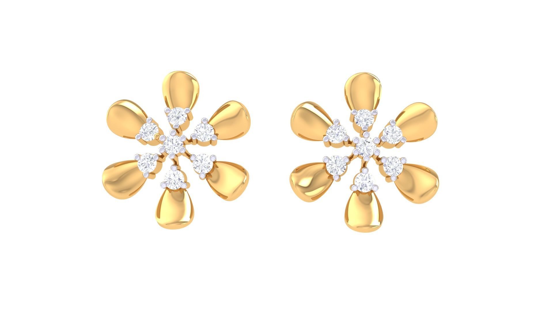 Flower Women studs Earrings 3dm stl 3mf obj glb gltf mtl render 3D print model_6