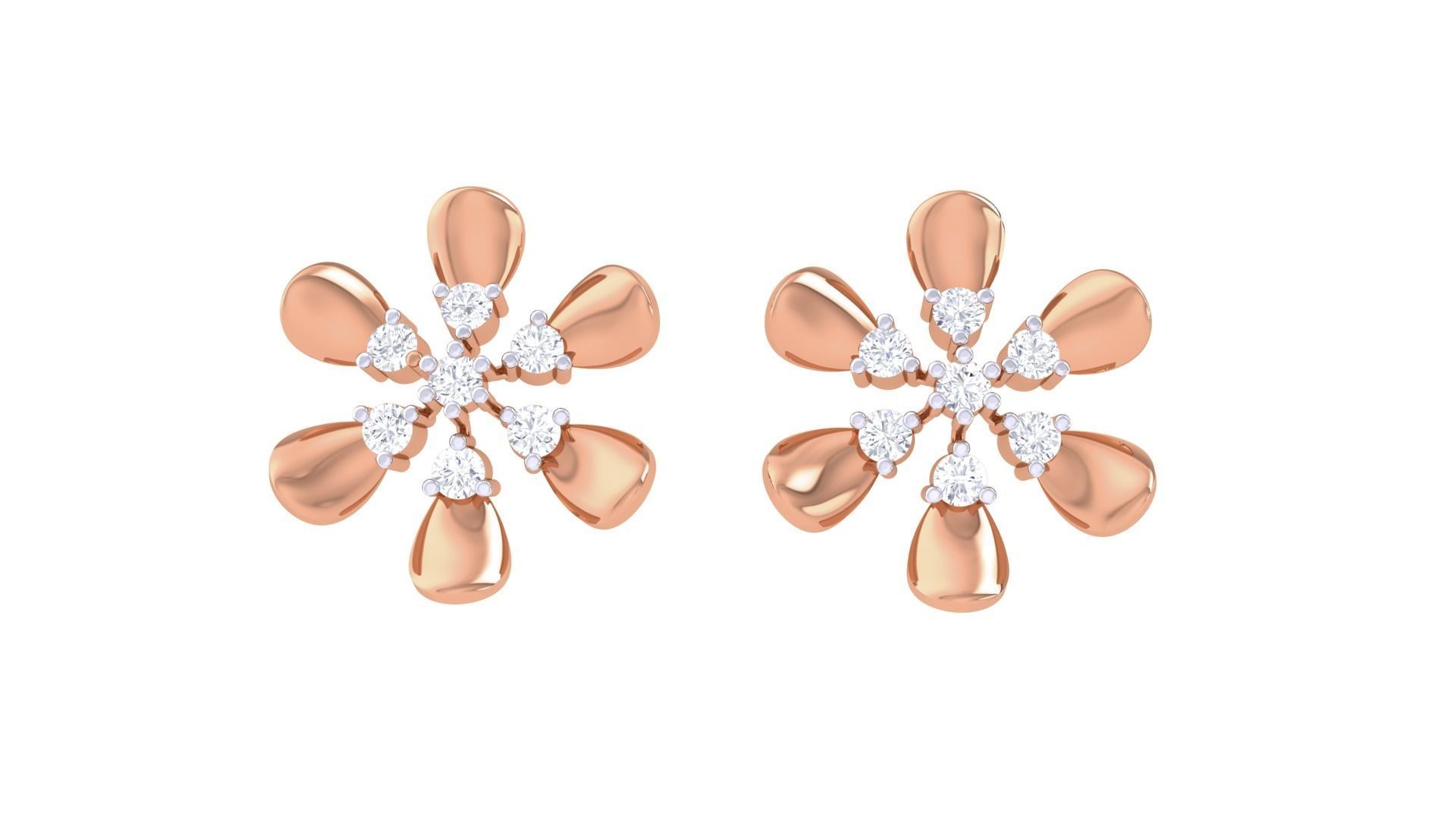 Flower Women studs Earrings 3dm stl 3mf obj glb gltf mtl render 3D print model_7