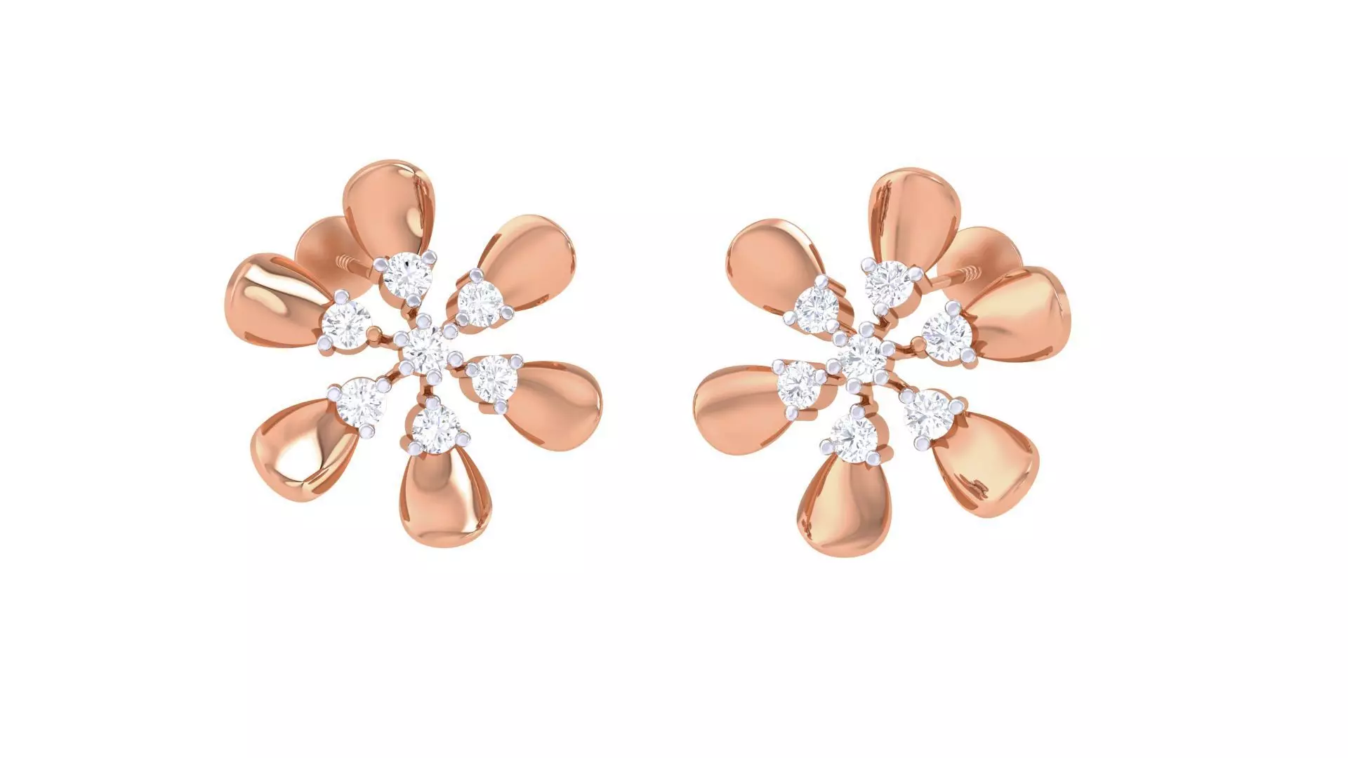 Flower Women studs Earrings 3dm stl 3mf obj glb gltf mtl render 3D print model_0