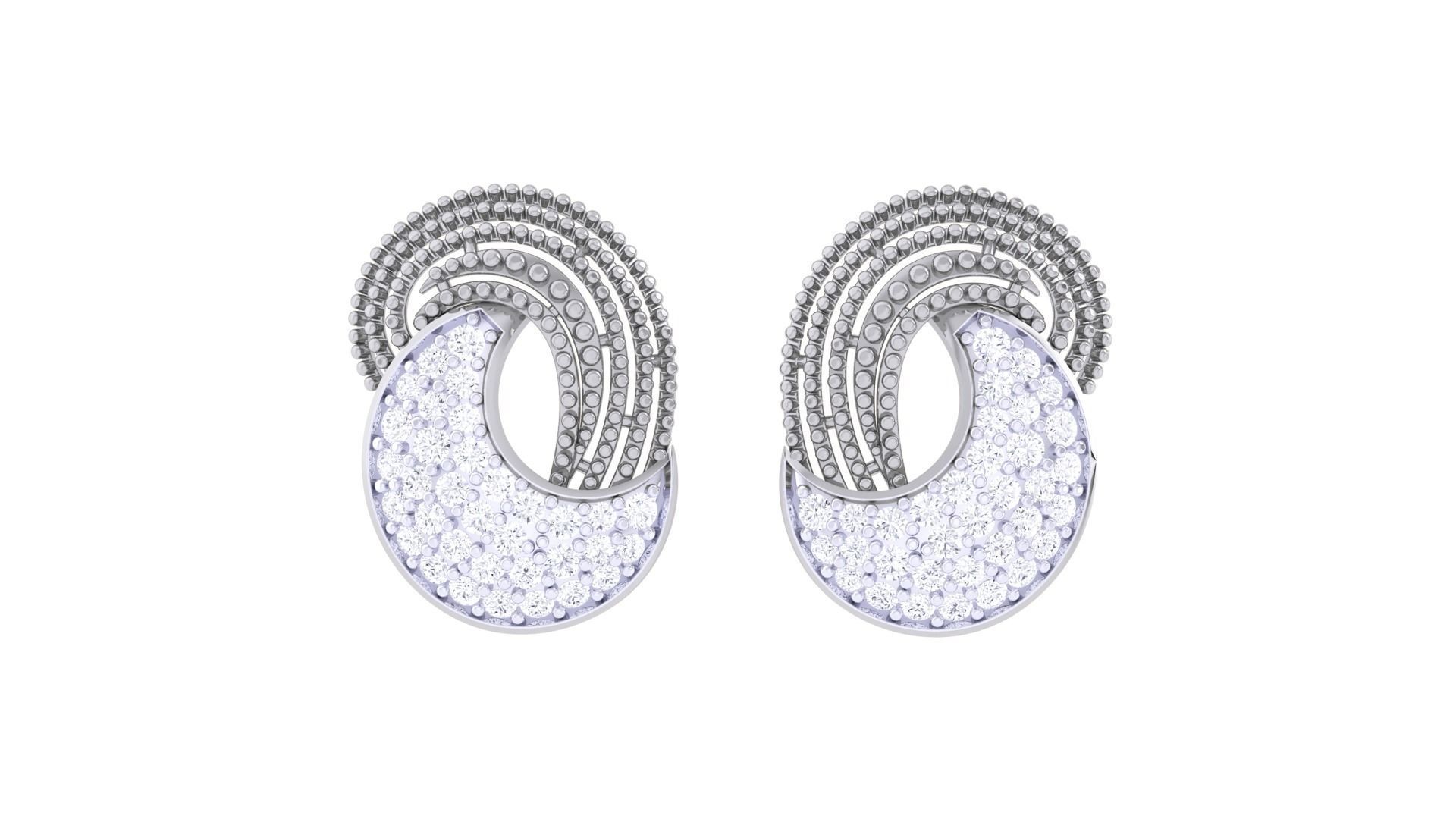 Women studs Earrings 3dm stl 3mf obj glb gltf mtl render detail 3D print model_5