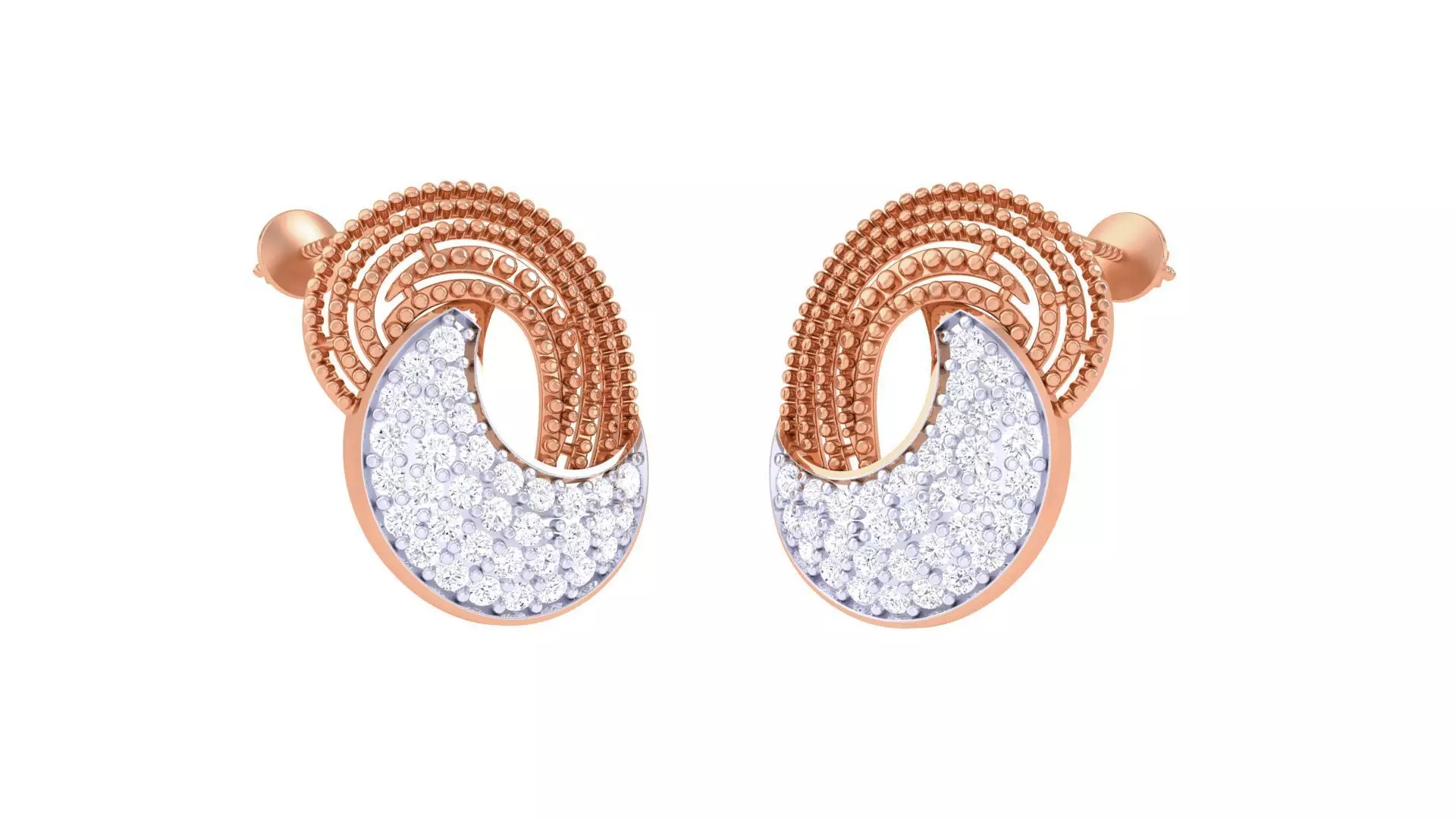 Women studs Earrings 3dm stl 3mf obj glb gltf mtl render detail 3D print model_0