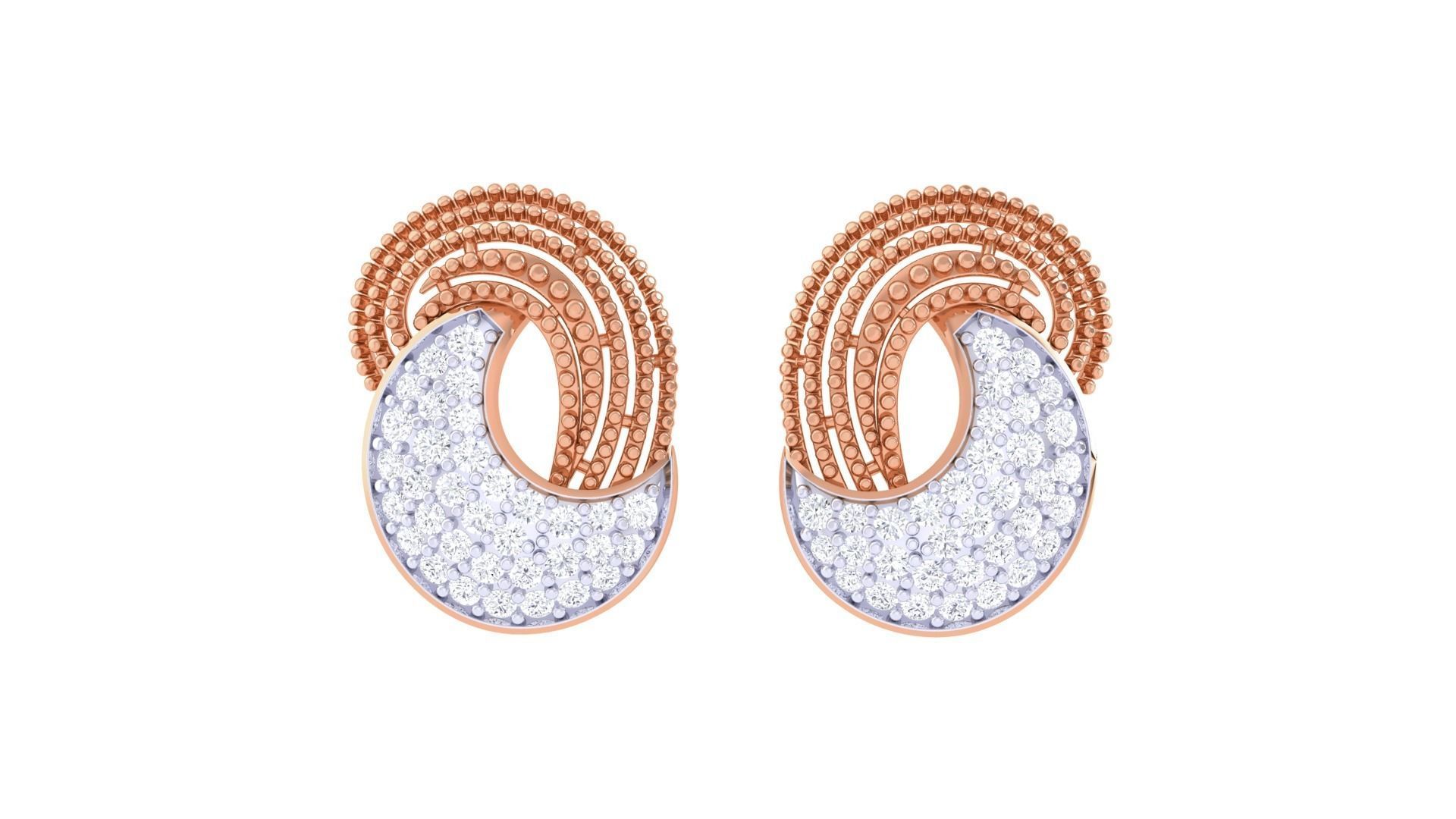 Women studs Earrings 3dm stl 3mf obj glb gltf mtl render detail 3D print model_7