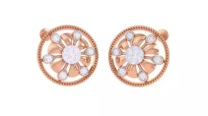 Flower Women studs Earrings 3dm stl 3mf obj glb gltf mtl render