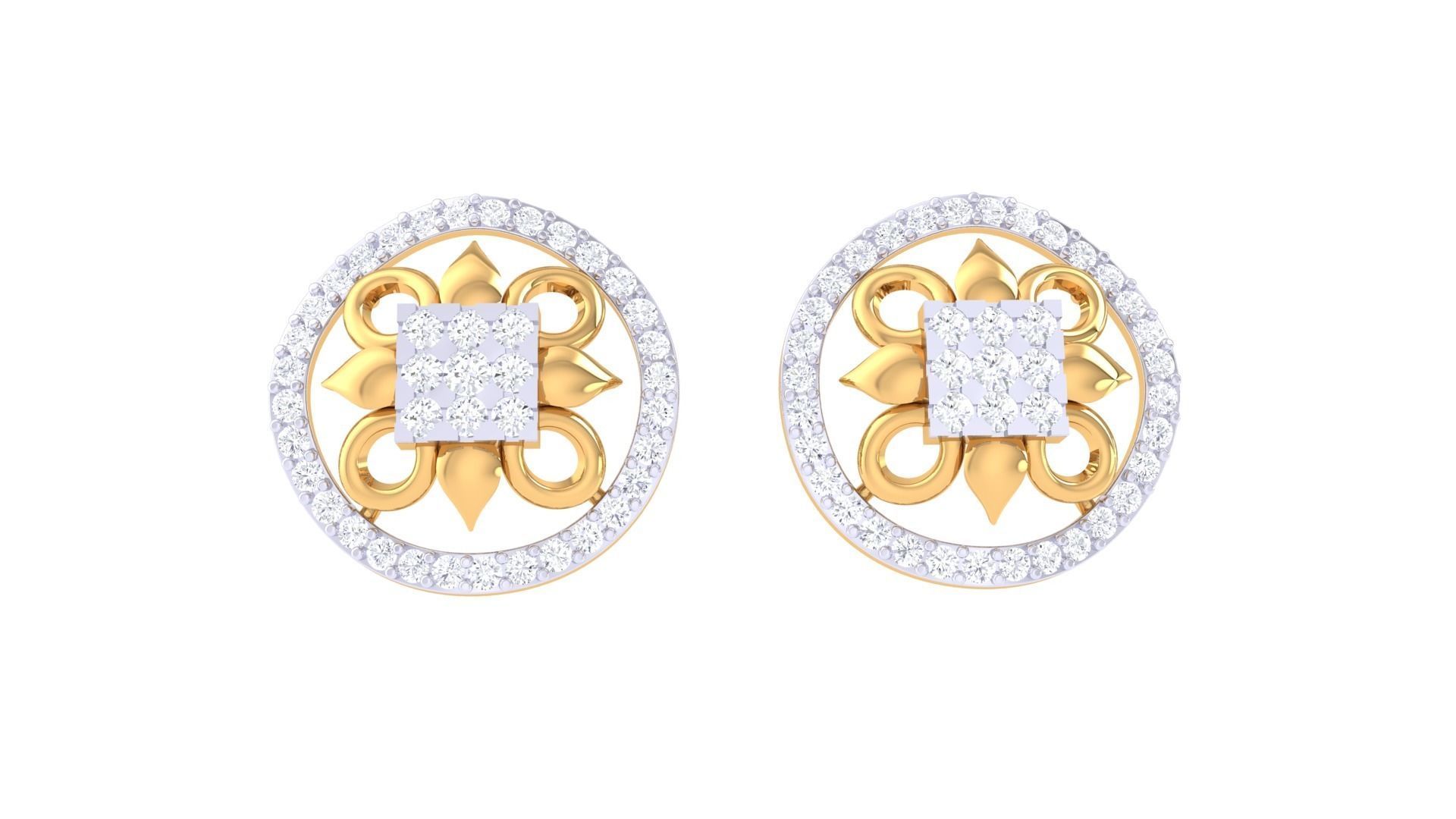  Women studs Earrings 3dm stl 3mf obj glb gltf mtl render detail 3D print model_3