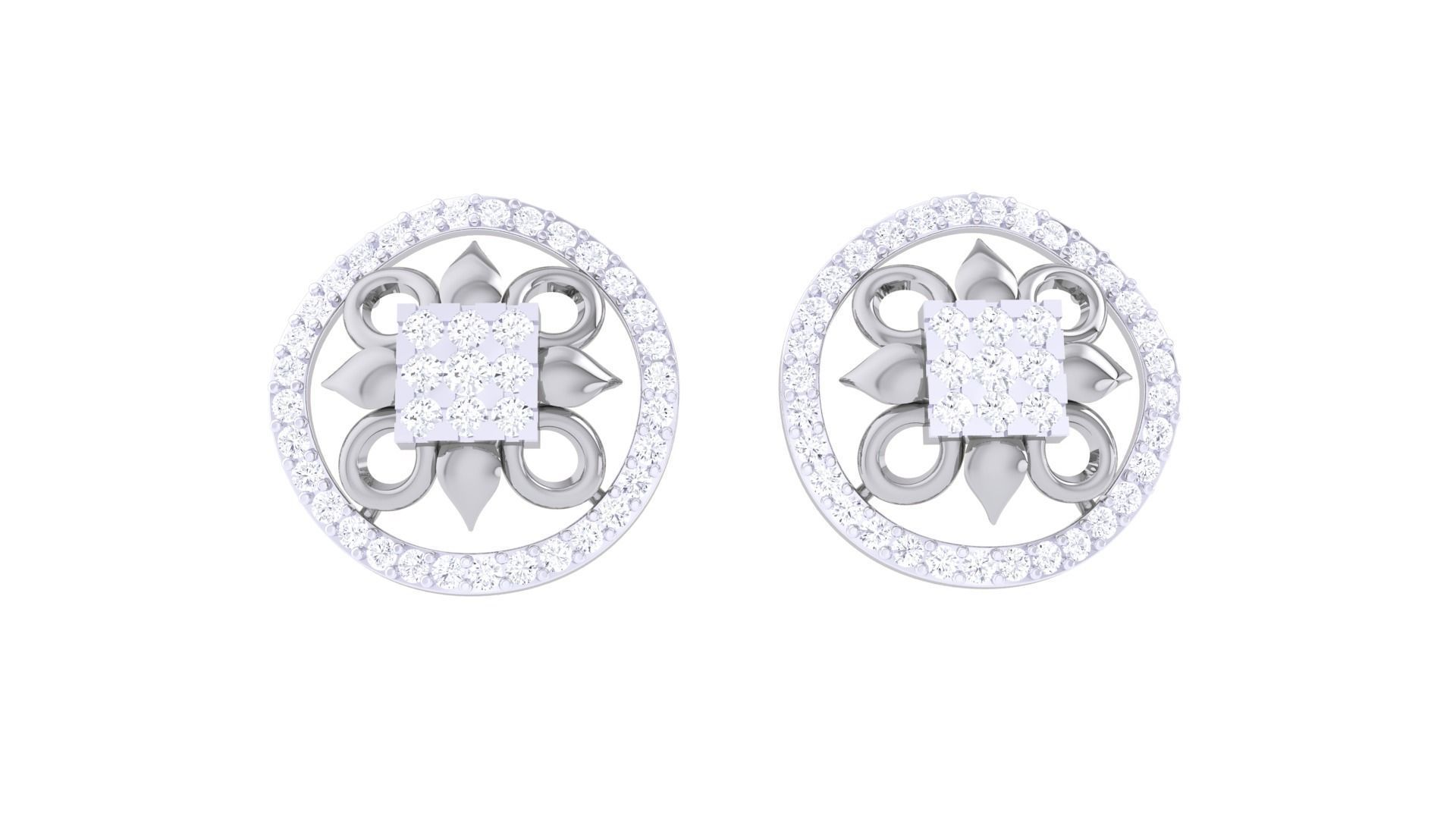  Women studs Earrings 3dm stl 3mf obj glb gltf mtl render detail 3D print model_6