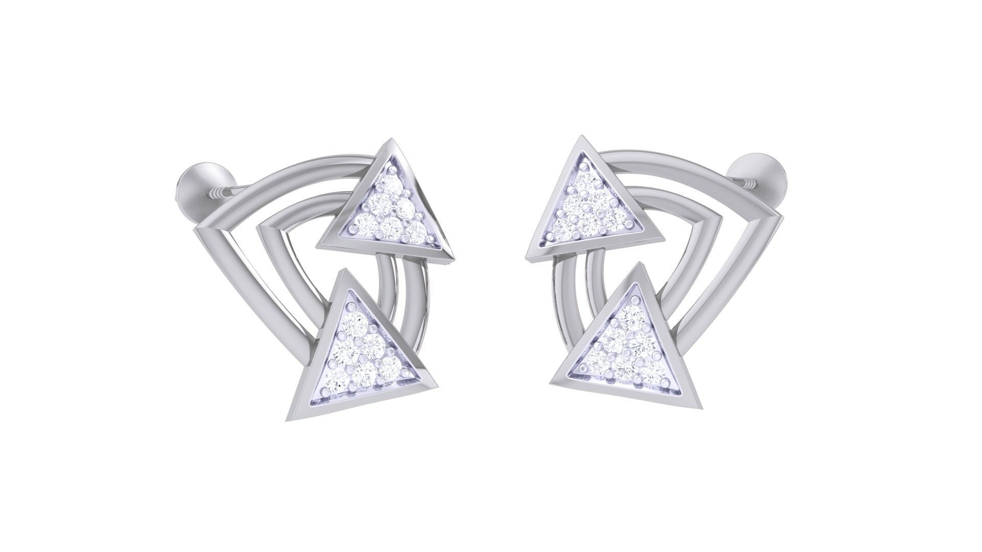 Women studs Earrings 3dm stl 3mf obj glb gltf mtl render detail 3D print model_2