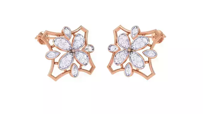 Women studs Earrings 3dm stl 3mf obj glb gltf mtl render detail