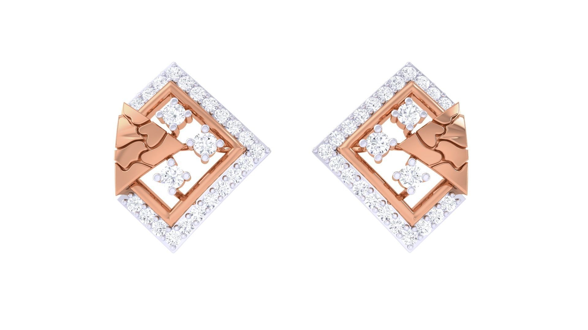 Women studs Earrings 3dm stl 3mf obj glb gltf mtl render detail 3D print model_5