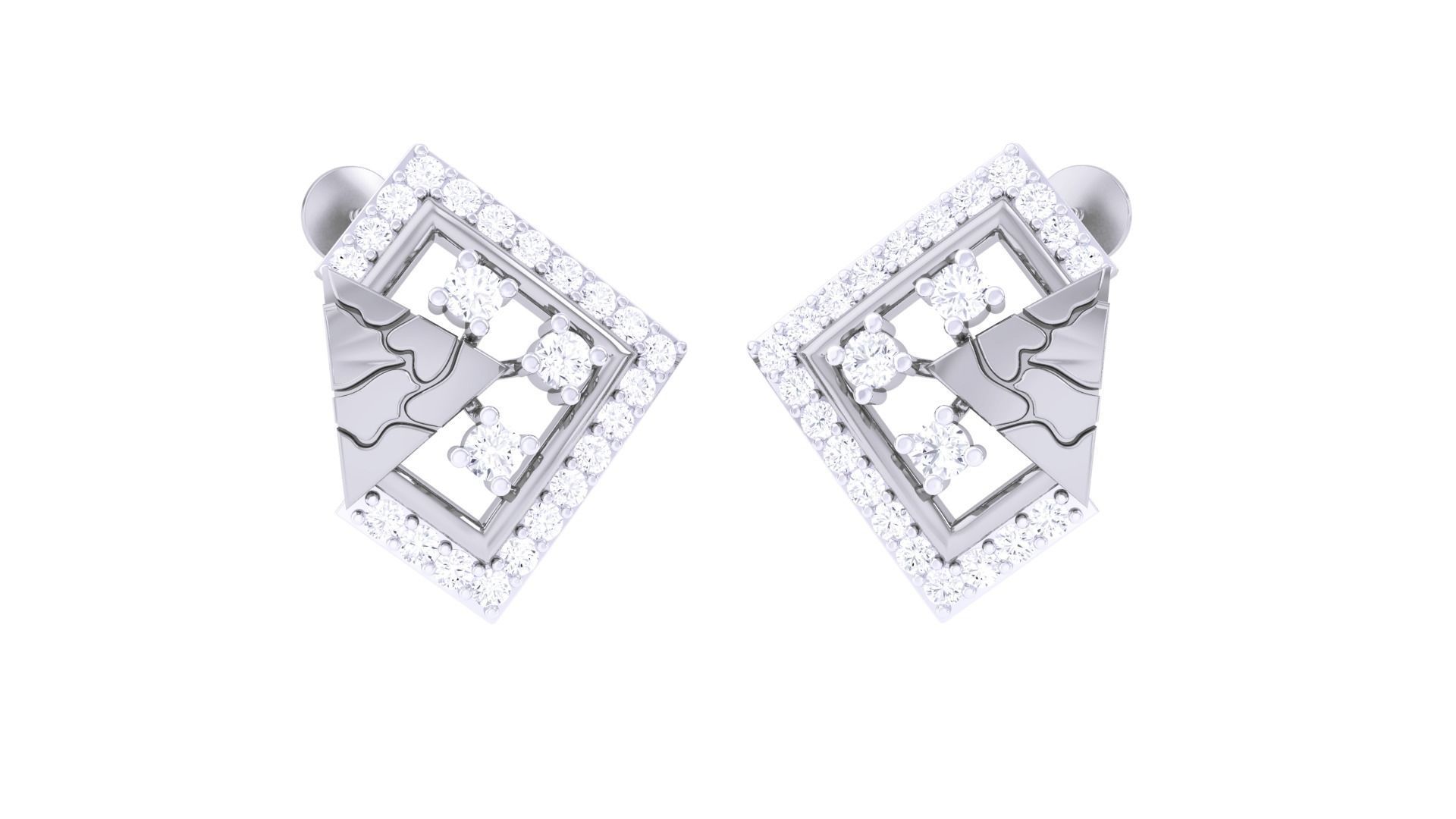 Women studs Earrings 3dm stl 3mf obj glb gltf mtl render detail 3D print model_1