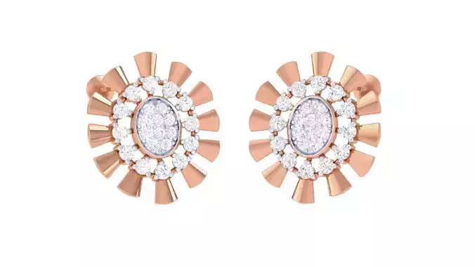 Women studs Earrings 3dm stl 3mf obj glb gltf mtl render detail