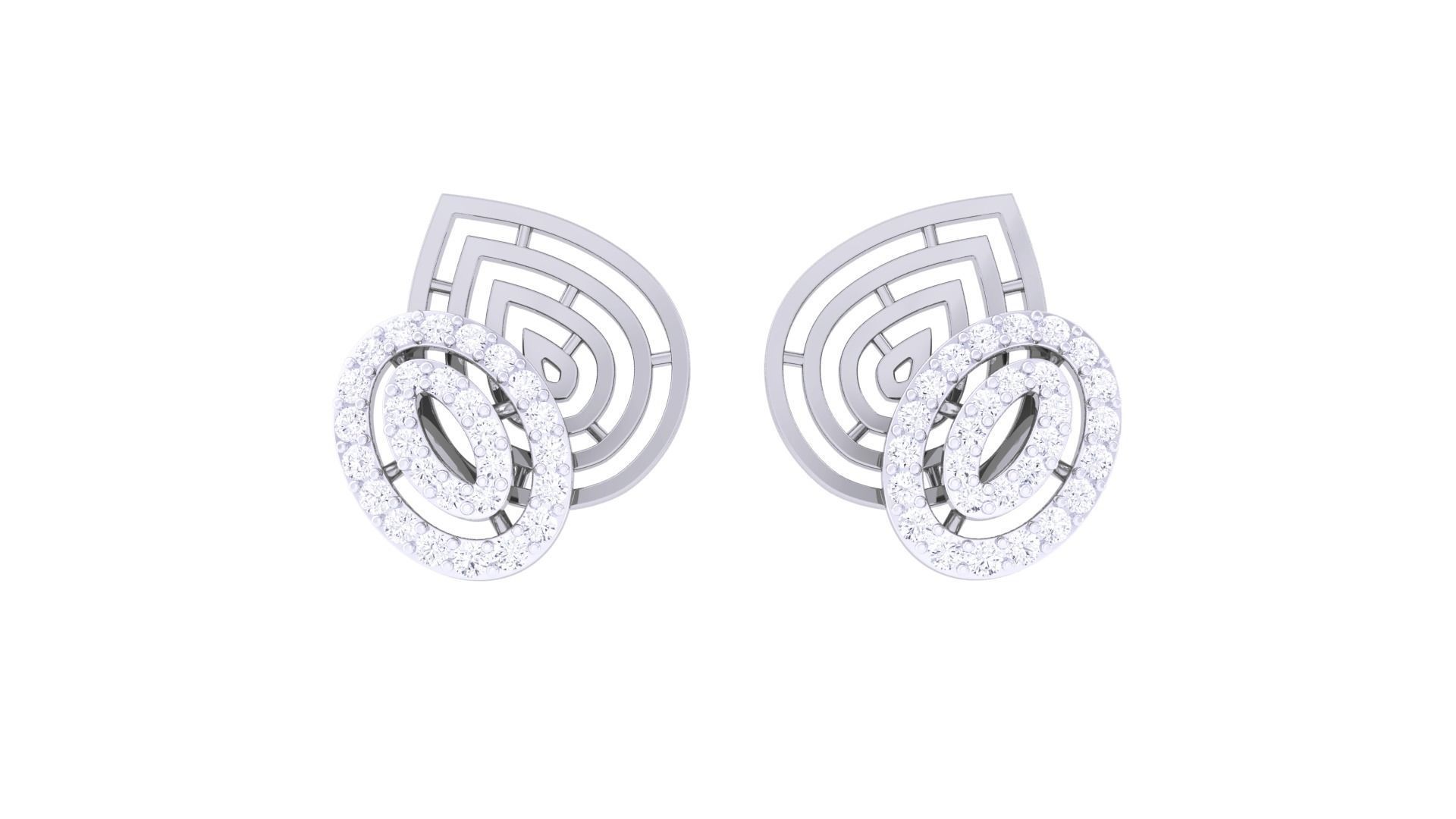  Women studs Earrings 3dm stl 3mf obj glb gltf mtl render detail 3D print model_6