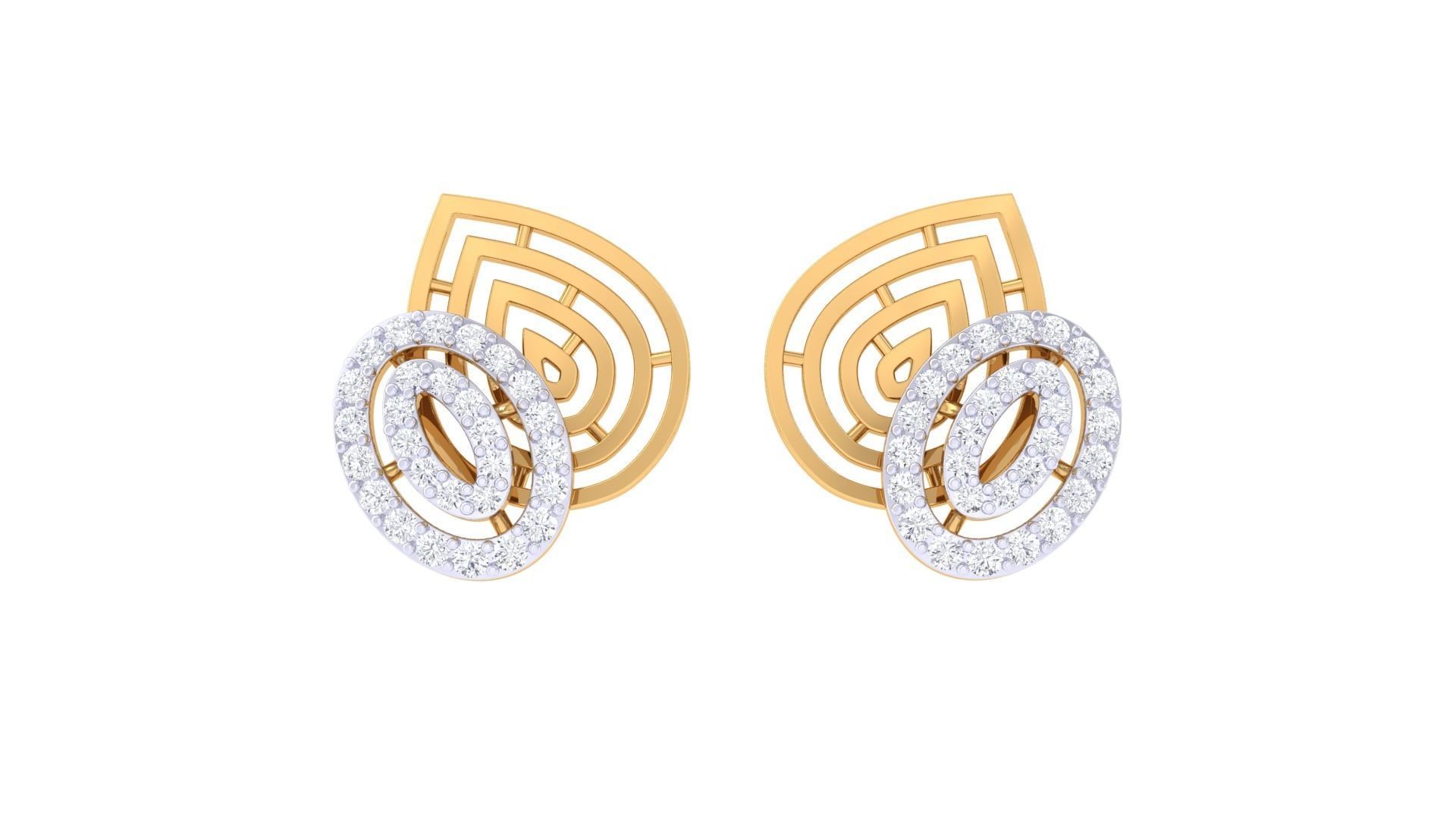  Women studs Earrings 3dm stl 3mf obj glb gltf mtl render detail 3D print model_5