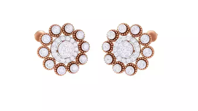 Women studs Earrings 3dm stl 3mf obj glb gltf mtl render detail