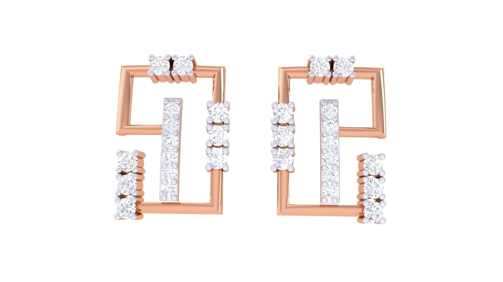  Women studs Earrings 3dm stl 3mf obj glb gltf mtl render detail 3D print model_7