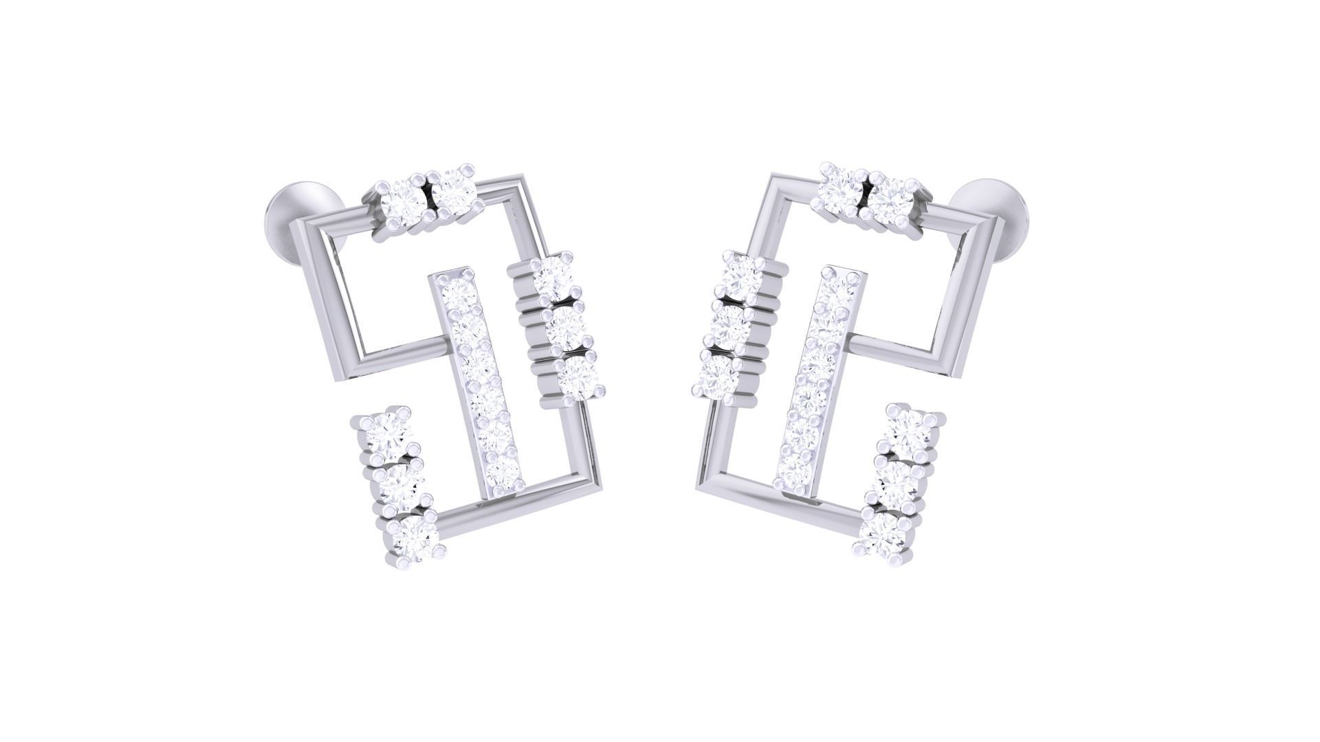  Women studs Earrings 3dm stl 3mf obj glb gltf mtl render detail 3D print model_1