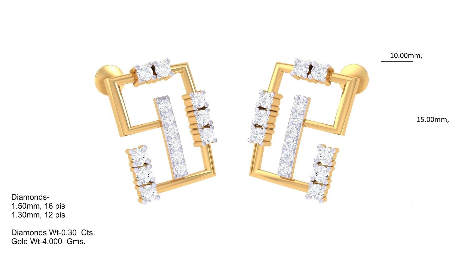  Women studs Earrings 3dm stl 3mf obj glb gltf mtl render detail 3D print model_3