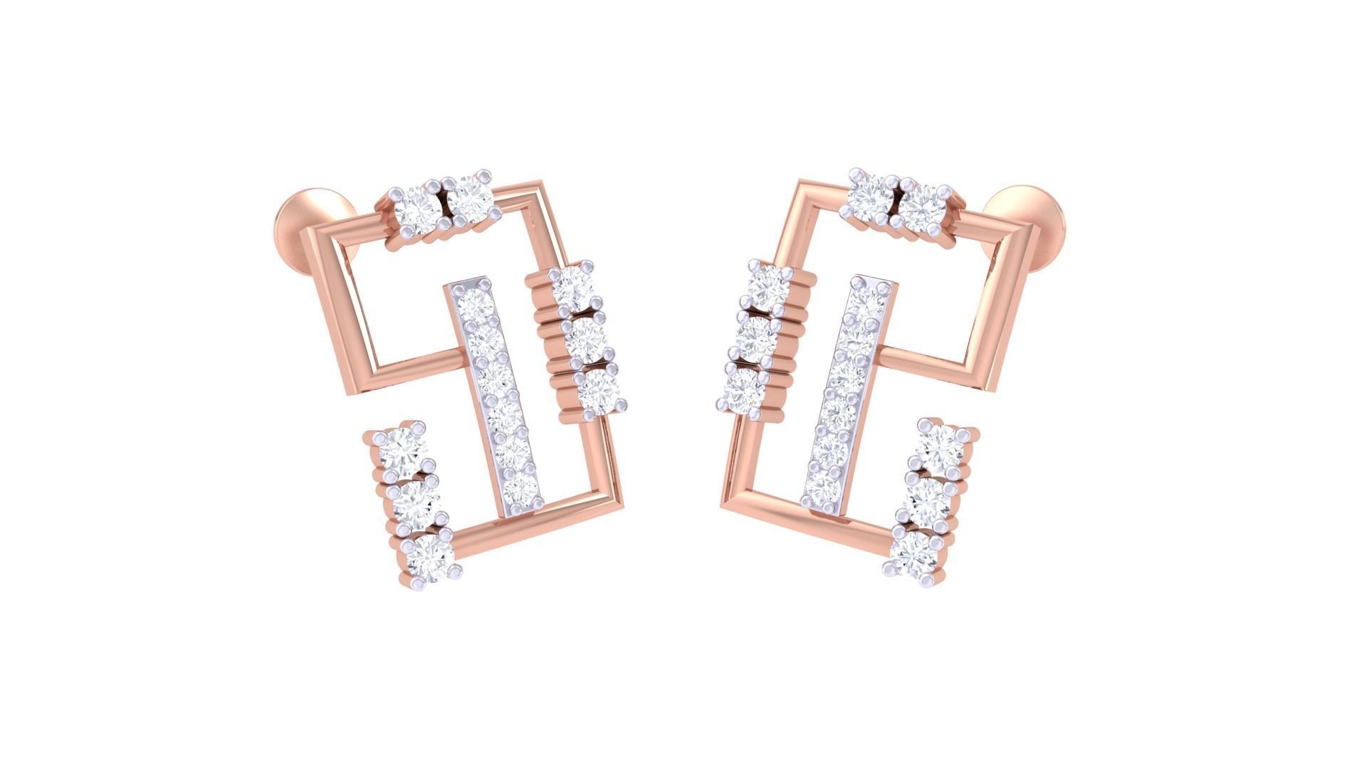  Women studs Earrings 3dm stl 3mf obj glb gltf mtl render detail 3D print model_4