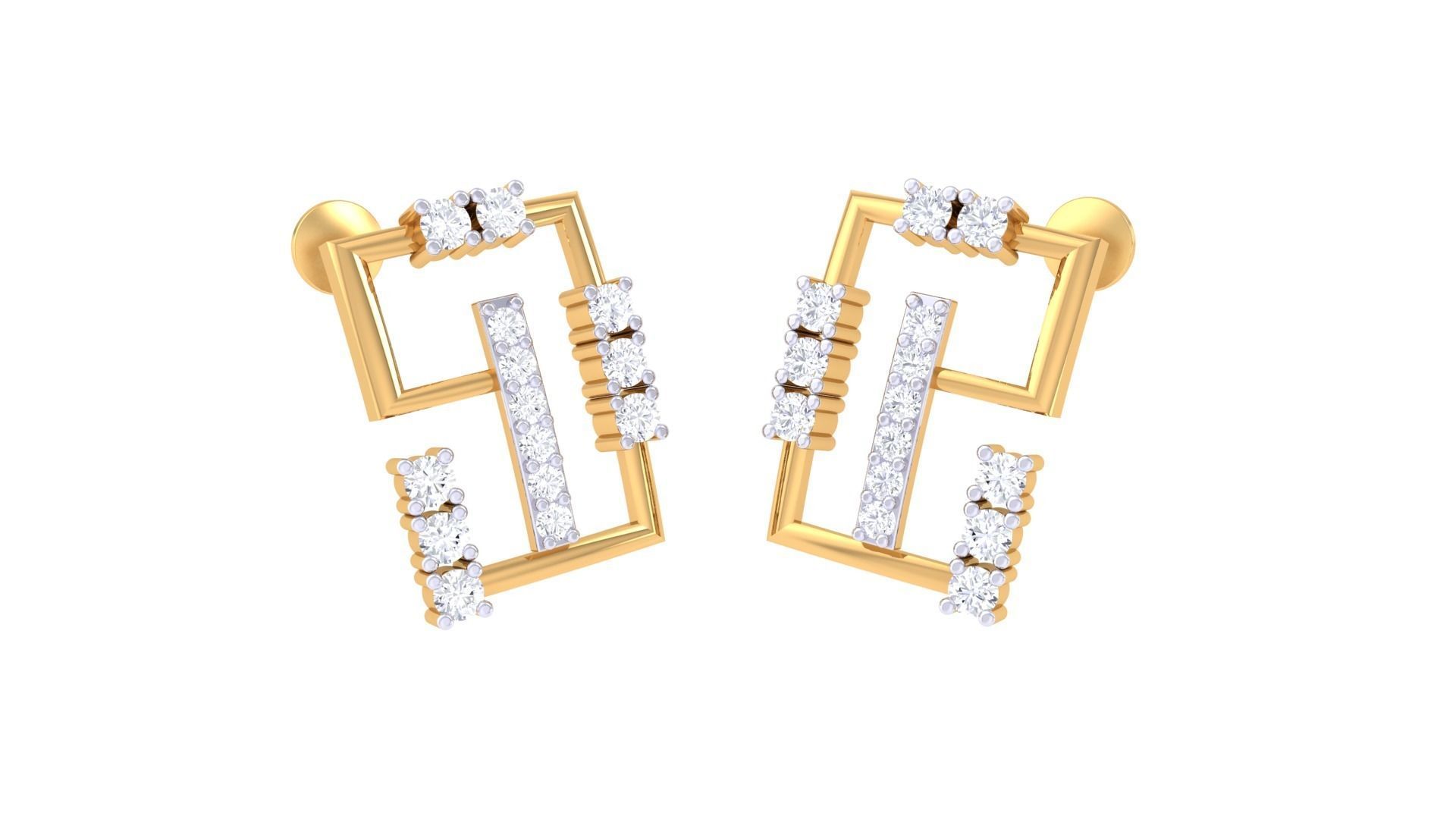  Women studs Earrings 3dm stl 3mf obj glb gltf mtl render detail 3D print model_2