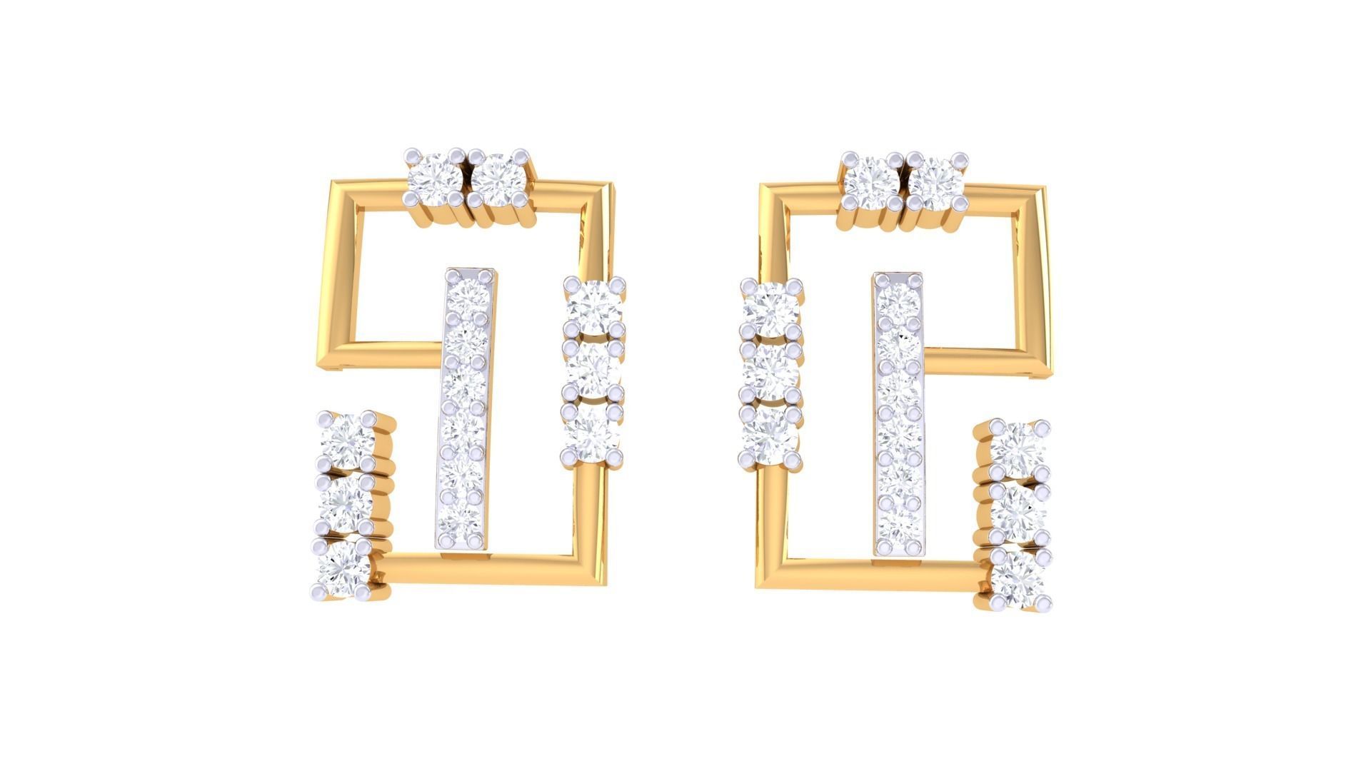  Women studs Earrings 3dm stl 3mf obj glb gltf mtl render detail 3D print model_5