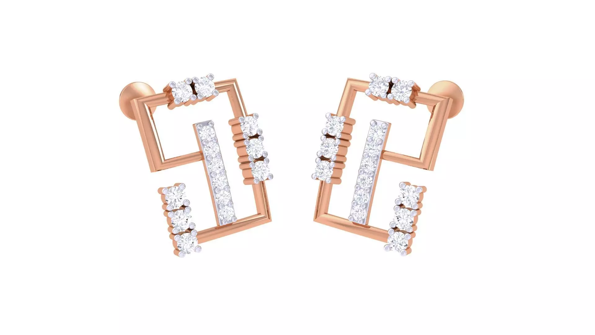  Women studs Earrings 3dm stl 3mf obj glb gltf mtl render detail 3D print model_0