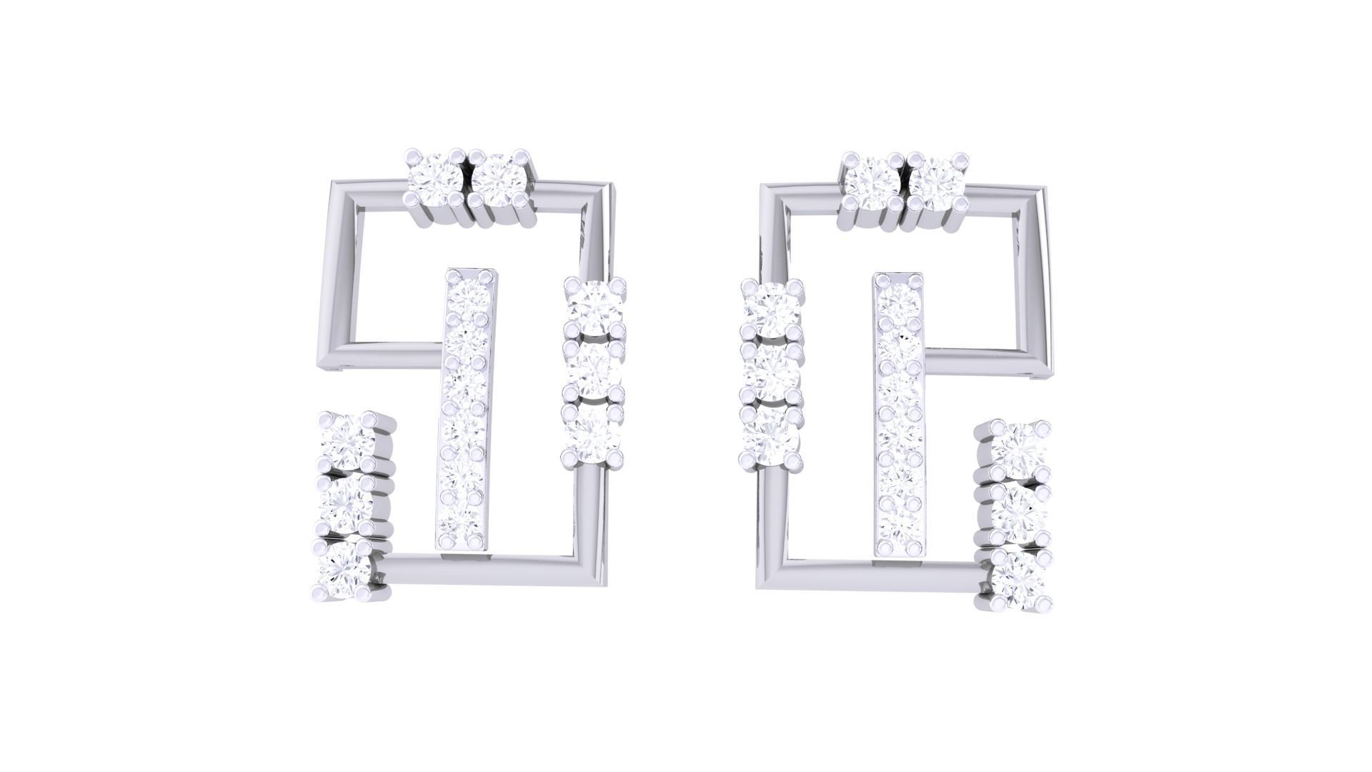  Women studs Earrings 3dm stl 3mf obj glb gltf mtl render detail 3D print model_6