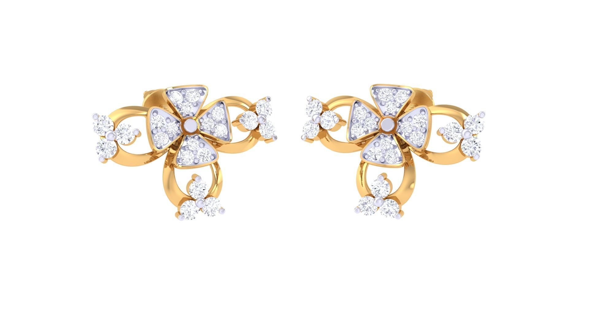 Women studs Earrings 3dm stl 3mf obj glb gltf mtl render detail 3D print model_1