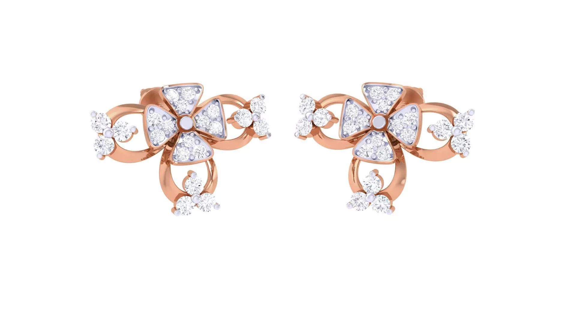 Women studs Earrings 3dm stl 3mf obj glb gltf mtl render detail 3D print model_0