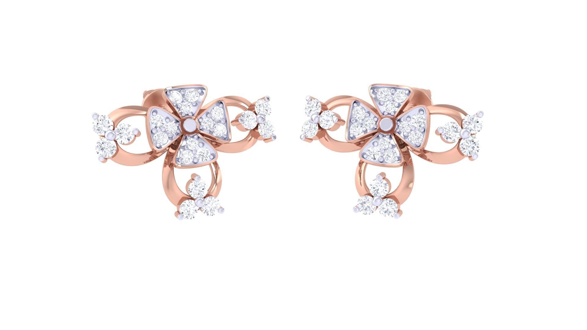 Women studs Earrings 3dm stl 3mf obj glb gltf mtl render detail 3D print model_3