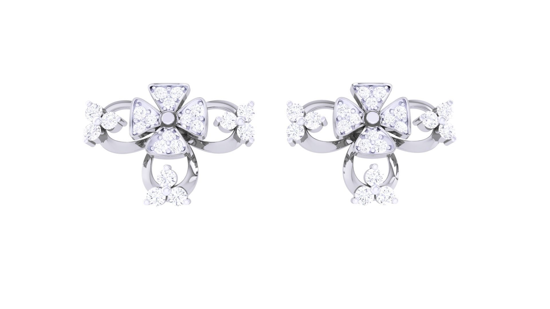 Women studs Earrings 3dm stl 3mf obj glb gltf mtl render detail 3D print model_7