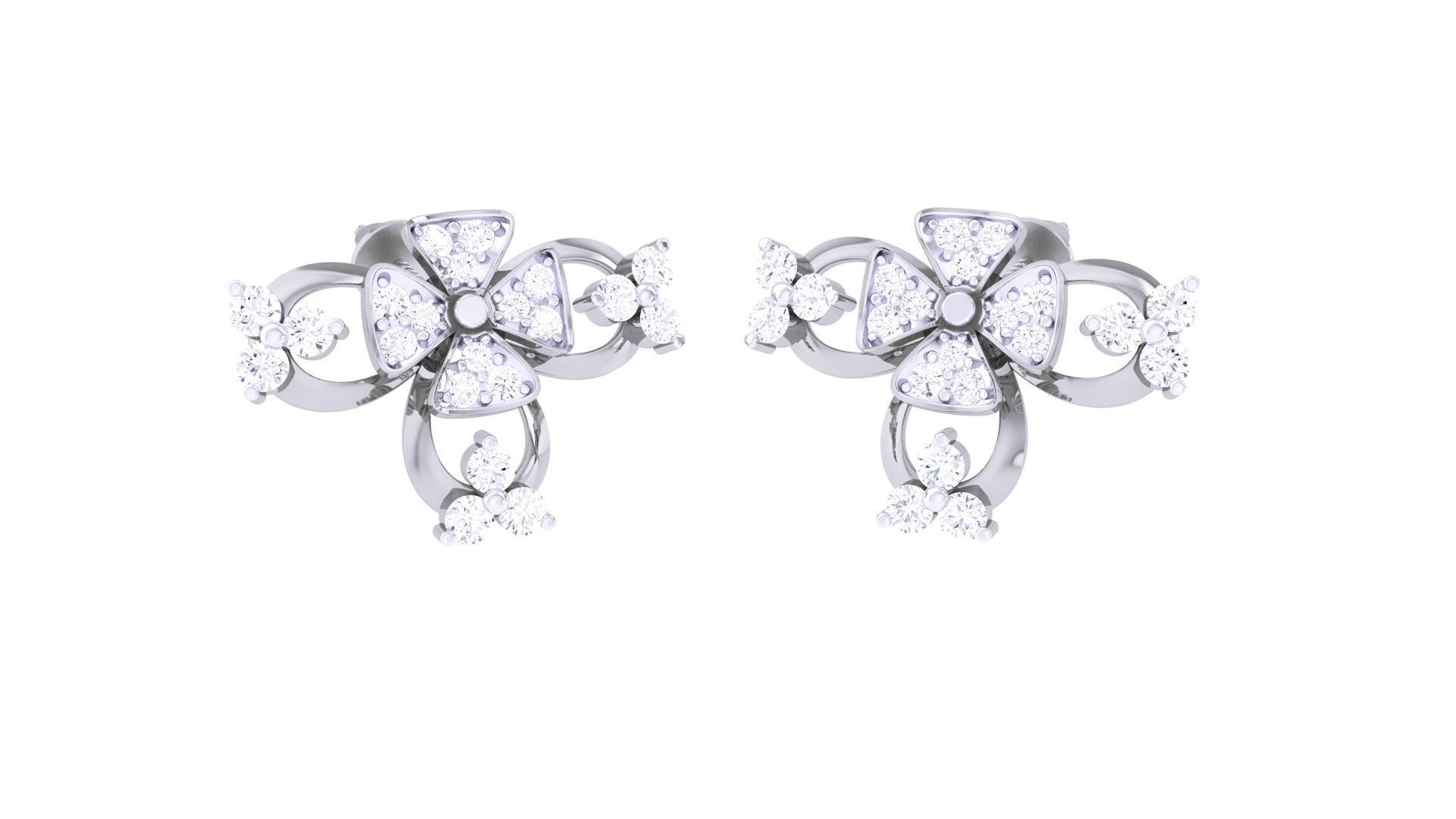 Women studs Earrings 3dm stl 3mf obj glb gltf mtl render detail 3D print model_2