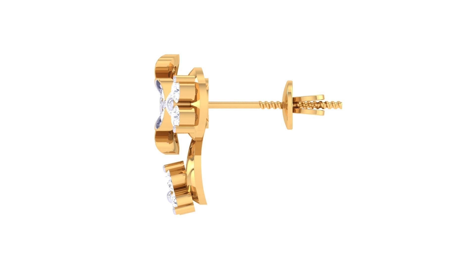 Women studs Earrings 3dm stl 3mf obj glb gltf mtl render detail 3D print model_8