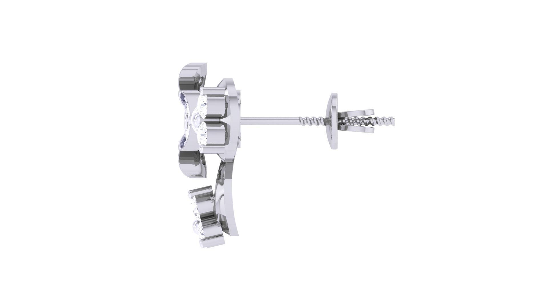 Women studs Earrings 3dm stl 3mf obj glb gltf mtl render detail 3D print model_9