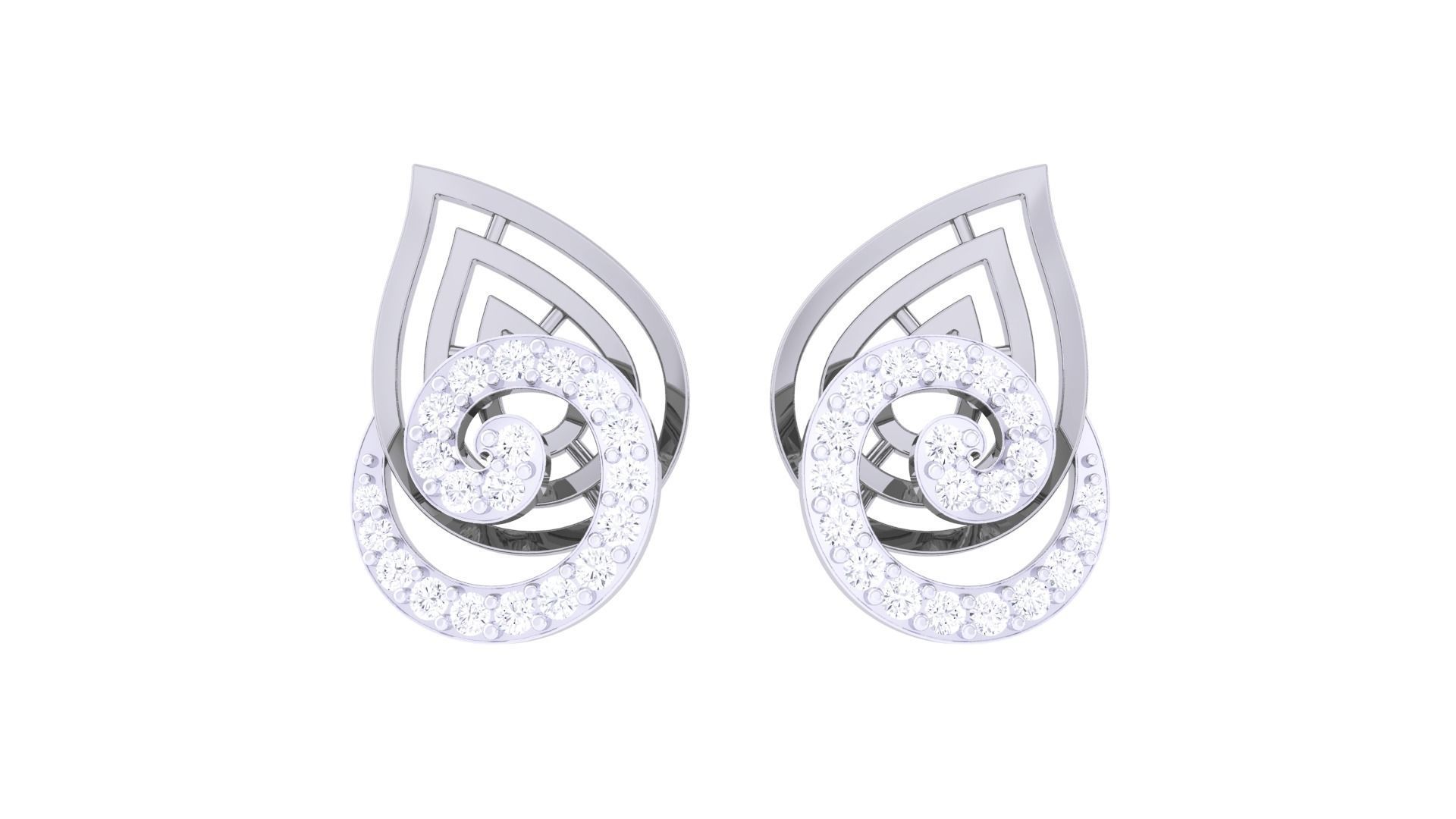  Women studs Earrings 3dm stl 3mf obj glb gltf mtl render detail 3D print model_5