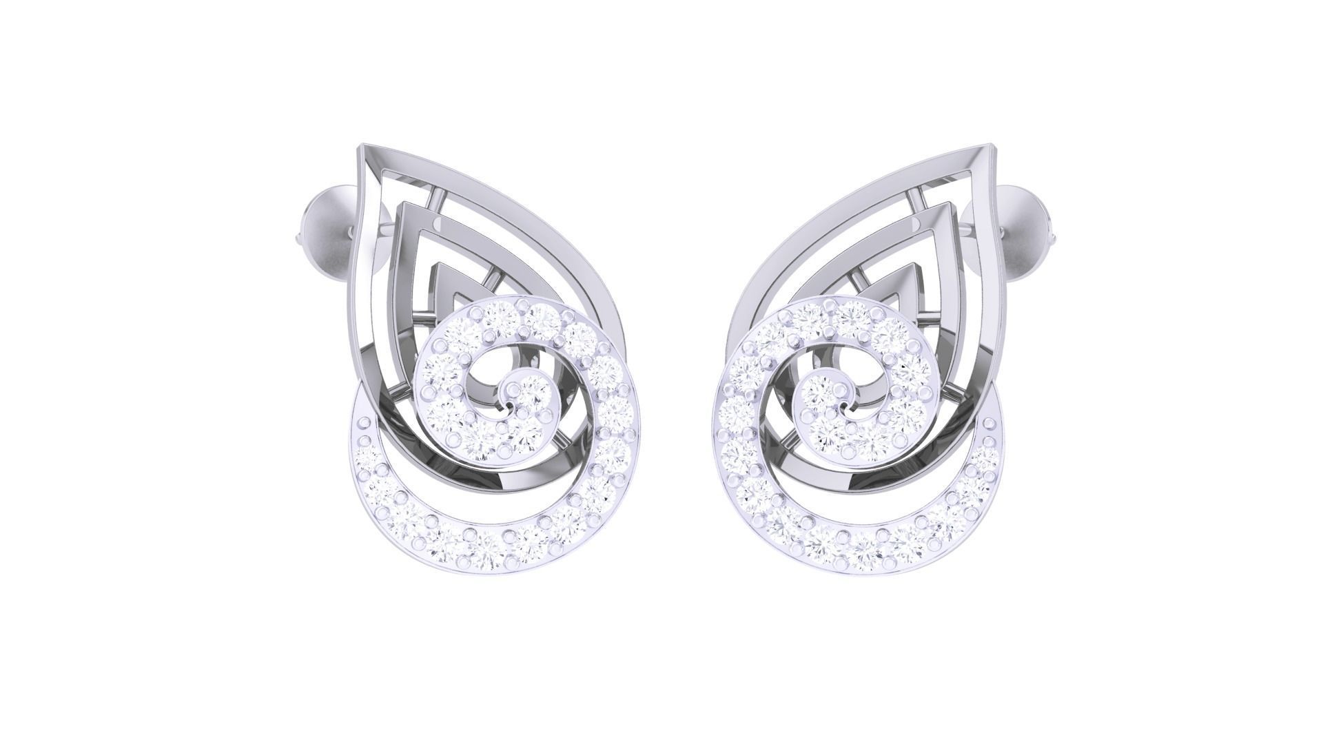  Women studs Earrings 3dm stl 3mf obj glb gltf mtl render detail 3D print model_1